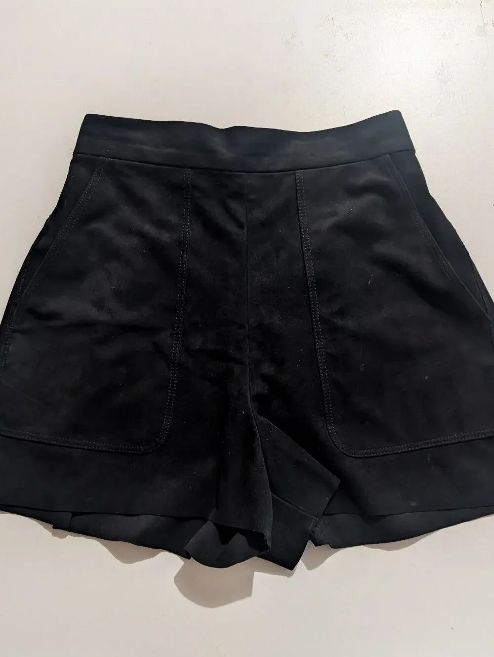 Wilfred Bossier Faux Suede Shorts Black Pull On High Rise XS